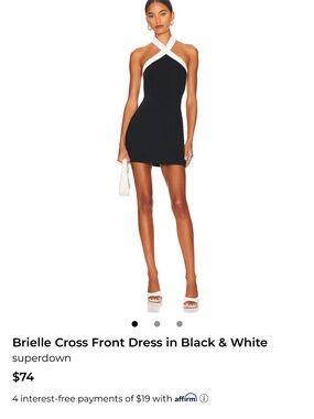 superdown Black Mini Dress with White Cross-Halter *worn once